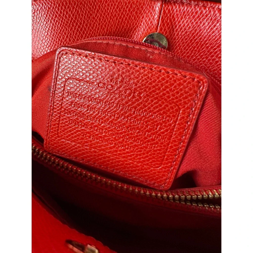 Coach Red Crossgrain Leather Satchel Crossbody Bag Gold Hardware F34607